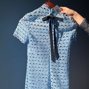 Sandro Mini Dress 0/XS Fratello Lace in Baby Blue (Slip included)
